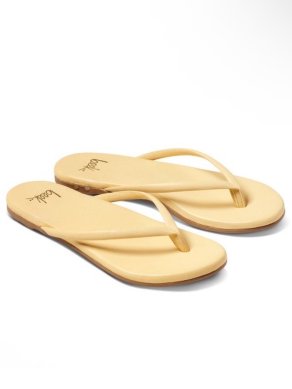 Beek Sunbeam Flip Flop Leather Flat Thong Sandals in Glow Pale Yellow size 6